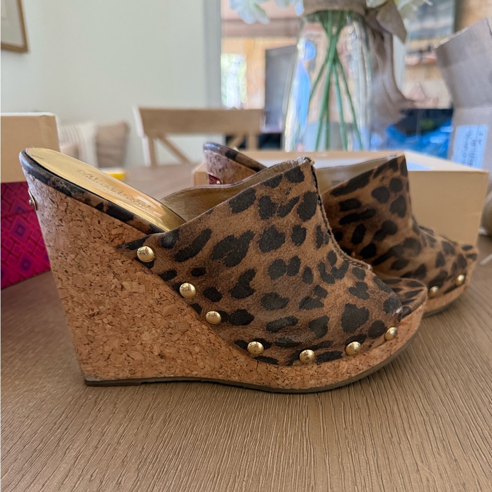 Michael Kors Leopard Print Wedge Sandals